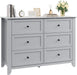 6 Drawer Dresser for Bedroom, Grey Modern Large Chest