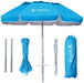 6Ft Folded Portable Travel Beach Umbrella with Sand Anchor Tilt Air Vent UPF 50+UV Protection Fit in Suitcase Compact Foldable Telescopic Umbrellas for Patio Garden Beach Pool Sky Blue