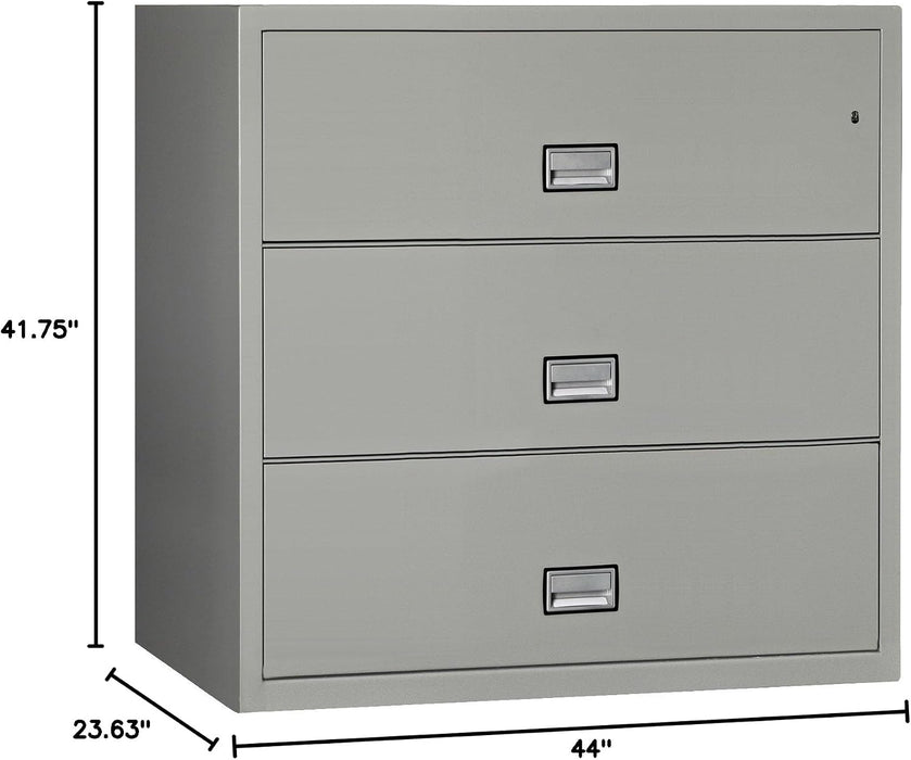 Lateral Fireproof File Cabinet 44" Wide 3-Drawer, Gray