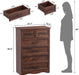 Walnut Farmhouse Dresser for Bedroom, Modern 6 Chest of Drawers, 44" Tall Chest of Drawers with Brushed Metal Handle, Wood Closet Organizers and Storage Cabinet for Bedroom, Living Room, Hallway