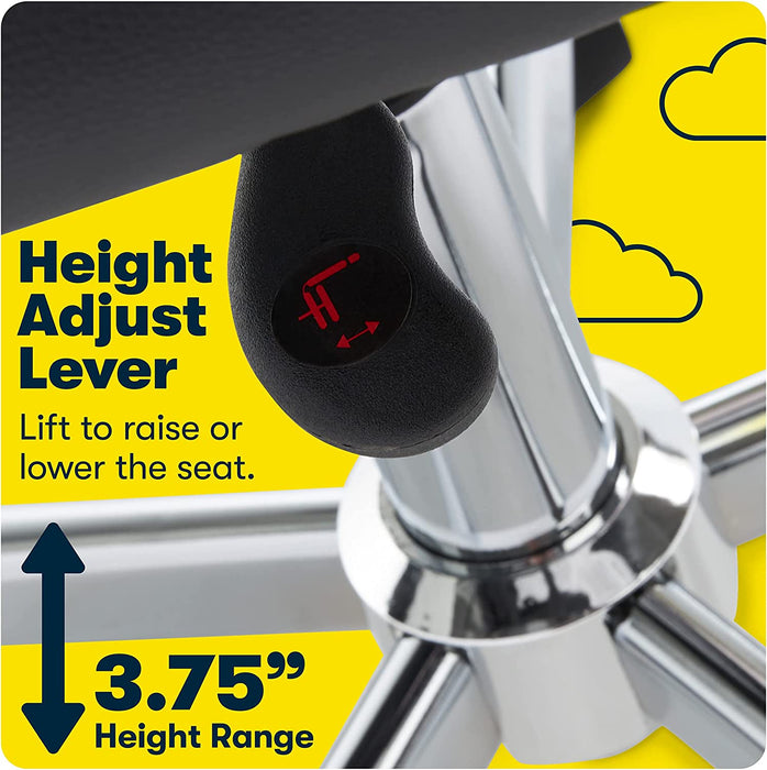 Essential Armless Deskchair, Small Task Chair with Wheels, Breathable Mesh Back, quality Foam Cushion Seat for Comfort, Functional, Lightweight and Versatile, Black