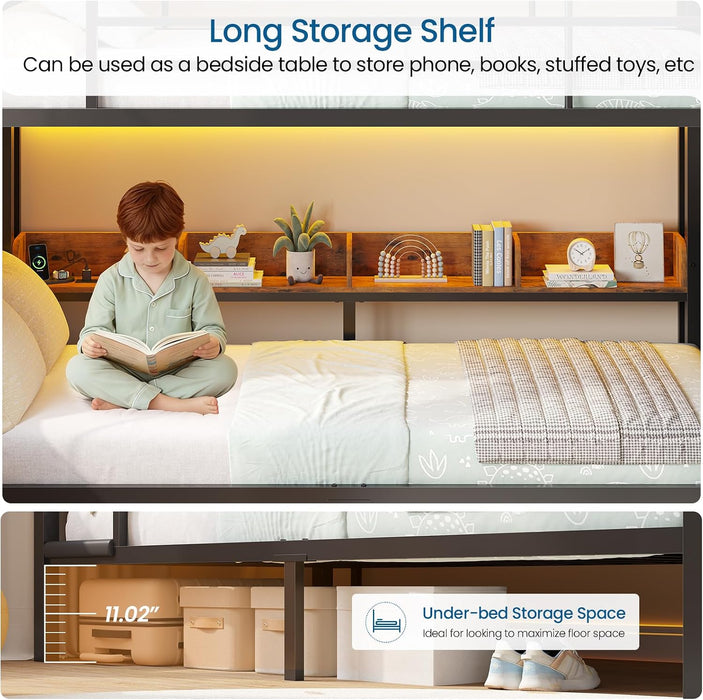 TwinOverTwin Steel Construction Bunk Bed With Storage