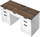 60" Executive Desk with Drawers, Farmhouse Home Office Desk with Charge Station, Keyboard Tray, File Storage Cabinet, 200 LBS Load Capacity Wood Table, Easy Assembly, for Work Study, Walnut