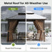 12X12Ft Hardtop Gazebo, Metal Frame with Double Galvanized Steel Roof, Permanent Outdoor Pergola with Curtains and Netting Included for Backyard, Patio, Lawn and Garden, Brown