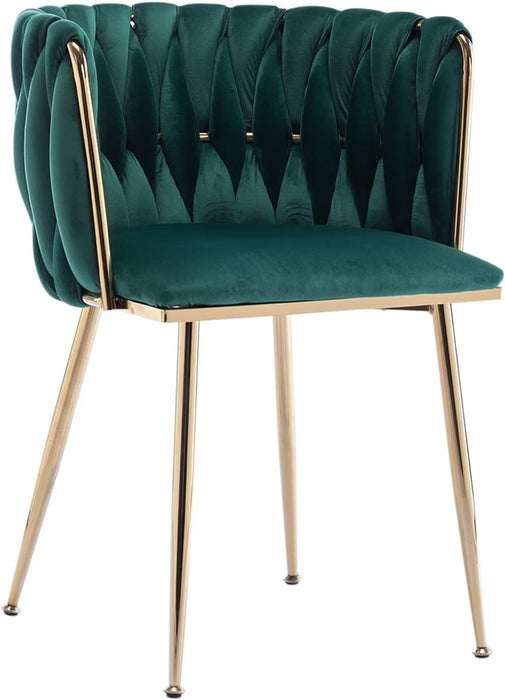 Velvet Dining Chairs Set of 4, Modern Dining Chair with Gold Metal Legs, Luxury Tufted Dining Chairs for Living Room, Bedroom, Kitchen (Green)