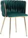 Velvet Dining Chairs Set of 4, Modern Dining Chair with Gold Metal Legs, Luxury Tufted Dining Chairs for Living Room, Bedroom, Kitchen (Green)