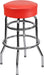Bruno 2 Pack Double Ring Chrome Barstool with Red Seat