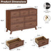 Walnut 7 Drawer Dresser for Bedroom, 47" Wide Chest of Drawers