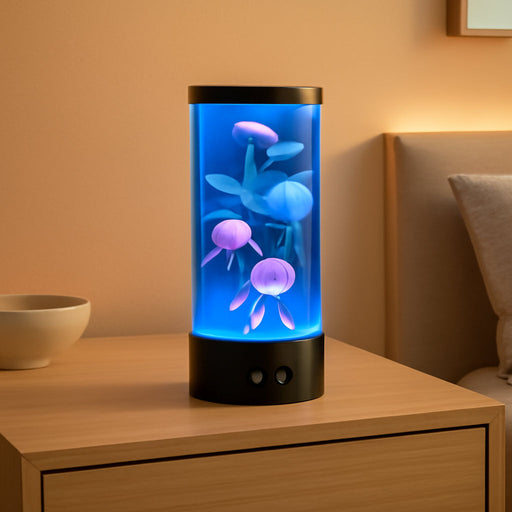 Jellyfish Lamp, Jelly Fish Tank Mood Light, Table Lamp for Home Office Decor，Relaxation and Sleep, Jellyfish Aquarium with 17 Colors Changing, Valentines Day Gifts for Women, Kids and Men