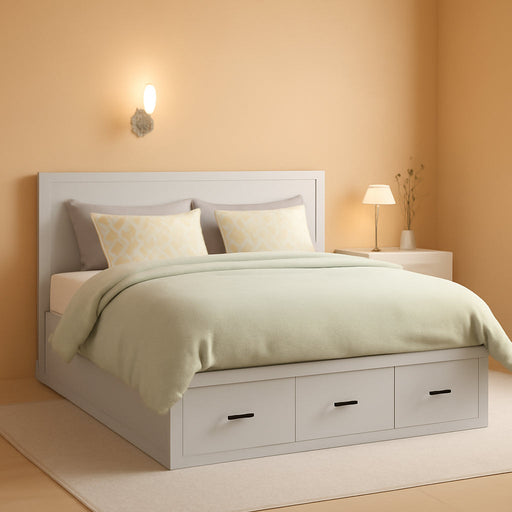 Full Size Murphy Bed with Charging Station and Drawer Farmhouse Cabinet Wood Space-Saving Hidden Folding Platform Bed Chest for Home Office Bedroom Guest Room Apartment,White