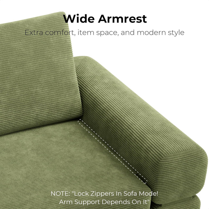 Green ThreeInOne Convertible Sleeper Sofa Bed Studio