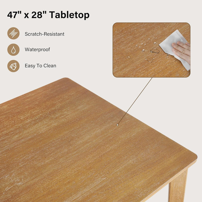 Farmhouse Dining Table Set for 4, Wooden Dining Roon Table and Solid Wood Chairs, 5-Piece Modern Dining Set Home, Kitchen, Dining Room, 4 Upholstered Chairs, Rubberwood Legs