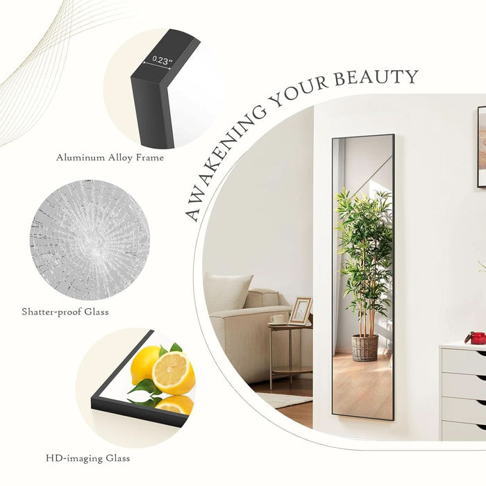 Full Length Mirror 59Inches AluminumAlloy Floor Frame