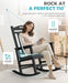 Oversized Outdoor Rocking Chair, 380Lbs Heavy-Duty Large Patio Rocker, Weather Resistant & Anti-Fade Porch Chair, High Back Cozy Rocking Chair for Outside, Fire Pit, Deck, Garden, Black