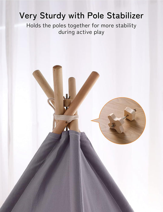 Teepee Tent for Kids with Light & Mat, Toddler Tents Indoor Play Tent Playhouse, Toddler Tipi Cotton, Tee Pee Tents for Kids Indoor, Boys & Girls Teepee,Children Room Playhouse