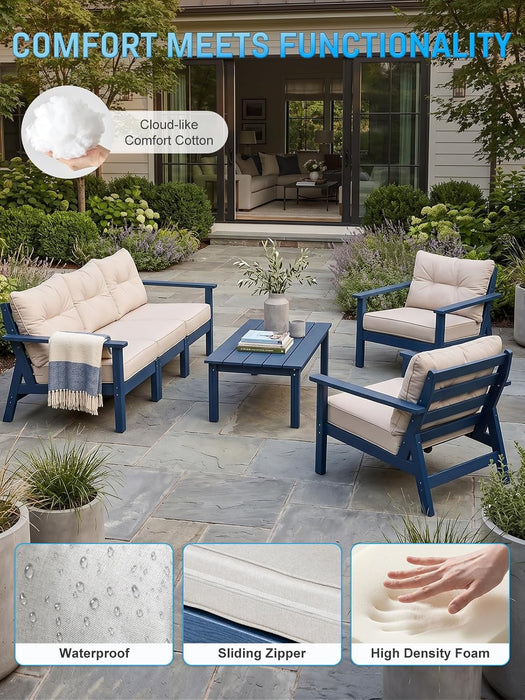 5 Seats HDPE Patio Conversation Sets, Outdoor Patio Furniture Set