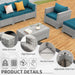 Patio Furniture Set 6 Piece Outdoor Patio Set Grey Wicker Balcony Furniture Conversation Sets PE Rattan Couch Sofa with Coffee Table, Peacock Blue Cushion