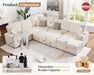 130Inch Beige Upholstered Sleeper Sofa With Storage