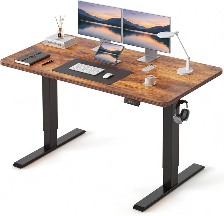 48 X 24 Standing Desk, Height Adjustable Electric Computer Desk, Sit Stand up Home Office Workstations, Rustic Brown