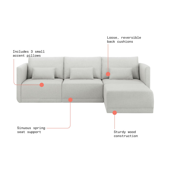 Drew Modular Sectional Sofa with Ottoman by Drew Barrymore, Porcini Taupe