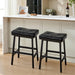 25 Inch Counter Height Stools for Kitchen Island, Bar Stools Set of 2, Kitchen Stools with 3.3'' Thick PU Upholstered Saddle Seats, Backless Barstools Bar Chairs with Metal Base, Black