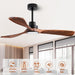 52" Wood Ceiling Fan, (With Light with Remote Control) with 3 Solid Wood Blades, Wooden Ceiling Fan for Indoor and Outdoor Use, Suitable for Living Room, Dining Room, Patio and More.