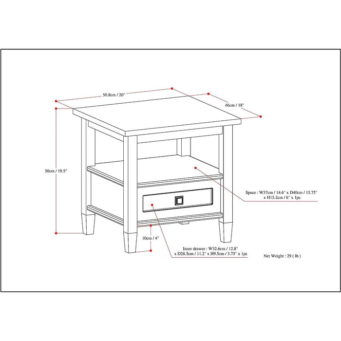 Warm Shaker Solid Wood Rectangle End Table - Farmhouse Grey