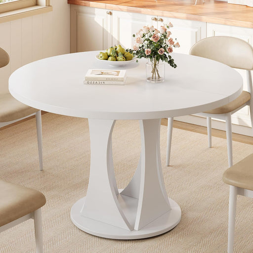 Round Dining Table 47Inch WhiteFinish LivingRoomArea