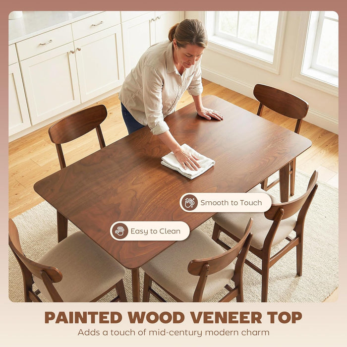 Walnut 47 Inch MidCentury Rectangular Dining Table