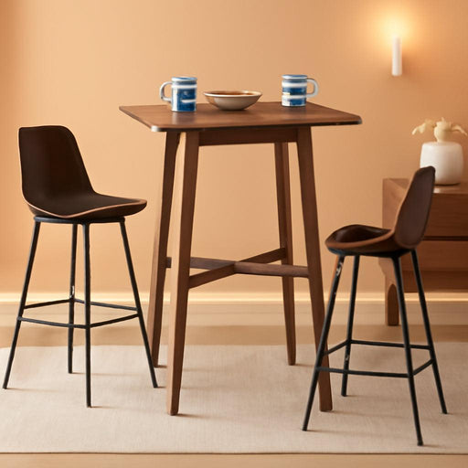 42-Inch Bar Table, Modern Counter Height Pub Table with Laminate Tabletop,Square Home Coffee Bar Table for Kitchen, Dining Room, Living Room, Balcony, Basement, Walnut & Black