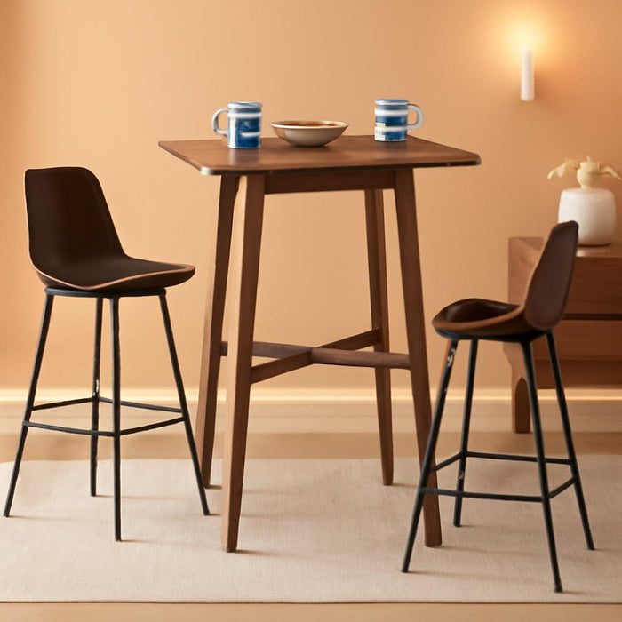 42-Inch Bar Table, Modern Counter Height Pub Table with Laminate Tabletop,Square Home Coffee Bar Table for Kitchen, Dining Room, Living Room, Balcony, Basement, Walnut & Black