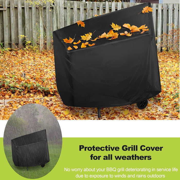 Outdoor Charcoal Grill with Cover, Large Barrel BBQ Grill with Offset Smoker, Great for Camping Patio Backyard Garden Party Picnic Beach, Large 420.SQ.IN Cooking Area, 2 Screwdrivers - Black