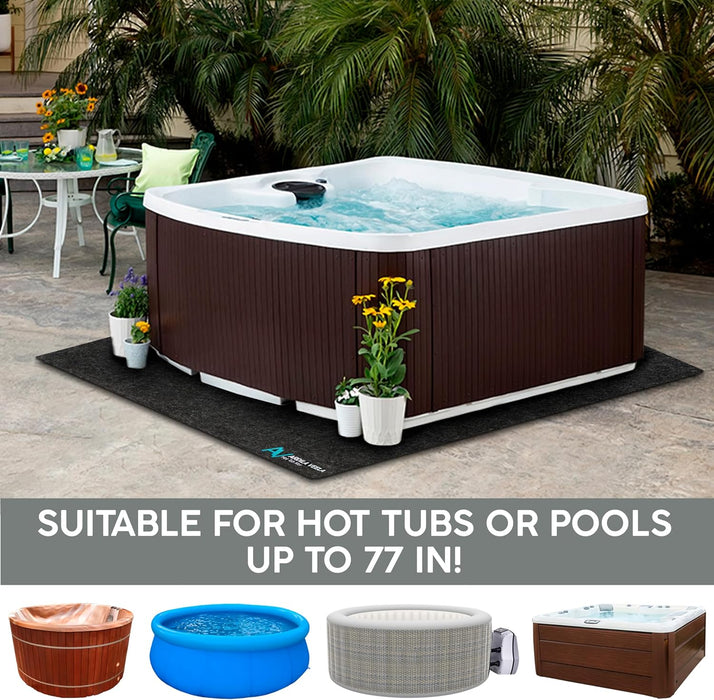 Hot Tub Mat 74"X72", Above-Ground Pool Protector Mat, Water Absorbent Mat, Hot Tub Flooring Protector, Anti-Slip and Waterproof Backing, Hot Tub Accessories