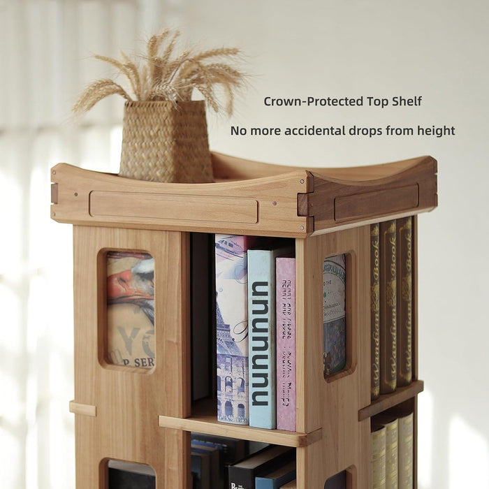 Larger Solid Wood Rotating Bookshelf, Revolving Bookcase (5-Tier)
