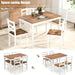 Dining Table Set for 4, Solid Wood Kitchen Table and Chairs, Farmhouse Dinette Set W/Apron, Rubber Wood Legs, Mid-Century Modern Dining Room Table and 4 Chairs for Kitchen, Restaurant