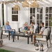 4-Piece Aluminum Outdoor Patio Furniture Sets All-Weather Patio Conversation Set Sectional Sofa with Coffee Table & Cushions with Removable Covers for for Deck Backyard Garden Poolside Balcony Porch