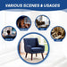 Accent Chair Living Room Chair, Upholstered Button Tufted Armchair, Linen Fabric Sofa Chairs for Bedroom, Living Room, Mid Century Modern Comfy Reading Chair (Dark Blue)