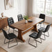7-Piece Dining Table Set for 6, 63" Walnut Table, Black PU Chairs