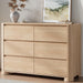 Dresser for Bedroom with 6 Drawers, 47" W Modern Chest of Drawers with Unique Thickened Foot, Rounded Corner Design, Wooden Dresser Organizer for Bedroom, Living Room, Hallway, Natural Oak