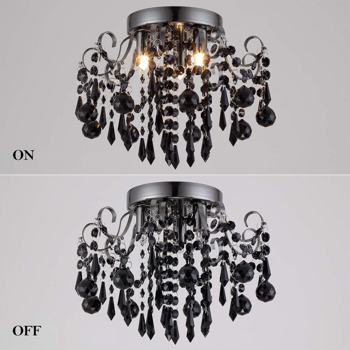 Crystal Ceiling Light Fixture Small Chandelier, Semi Ceiling Light Flush Mount, Mini Ceiling Fights for Bedroom, Aisle, Hallway, Closet,Entrance,Stairs,3 Lights G9