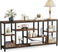 Console Sofa Table, 70.9 Inch Extra Long Table behind Couch with Storage Shelves, 3-Tier Industrial Narrow Entryway Hallway Accent Table for Living Room, Rustic Brown