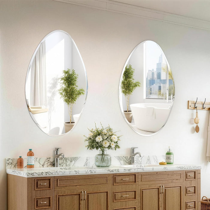 Irregular Wall Mirror,27X18 Asymmetrical Frameless Bathroom Mirror