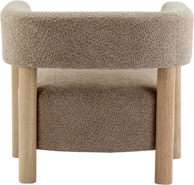 Low Profile BoucleFabric Accent Chair LightCamelTone