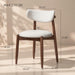 Wooden Dining Chairs Set of 4, Upholstered Dining Room Chairs with Curved Backrest, Mid Century Modern Fabric Kitchen Chair Foot Pegs, Upgrade with Taller Chair Legs, Cream & Walnut Legs