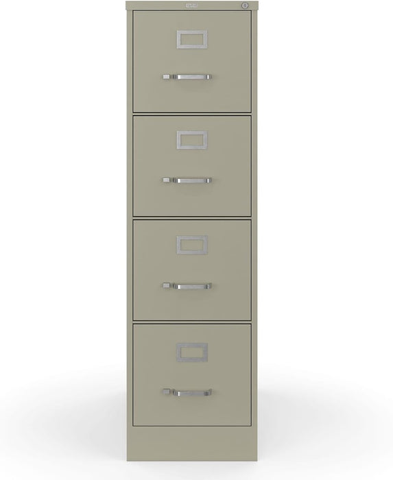 4-Drawer Vertical File Cabinet, Letter Size, Lockable, Putty