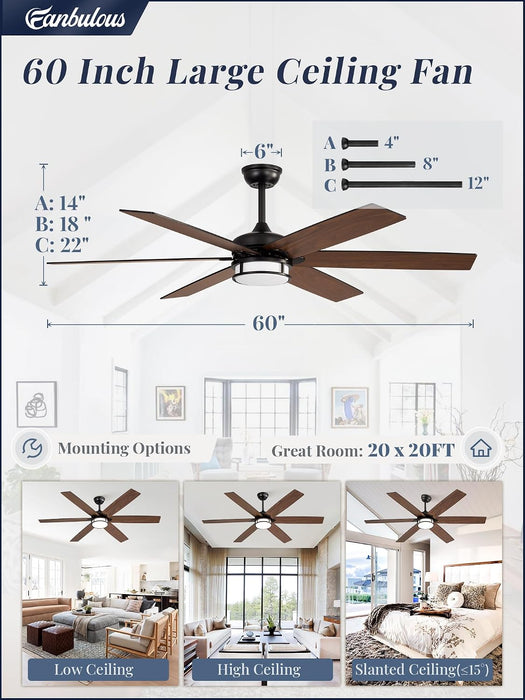 60 Inch Contemporary Ceiling Fan Silent Performance
