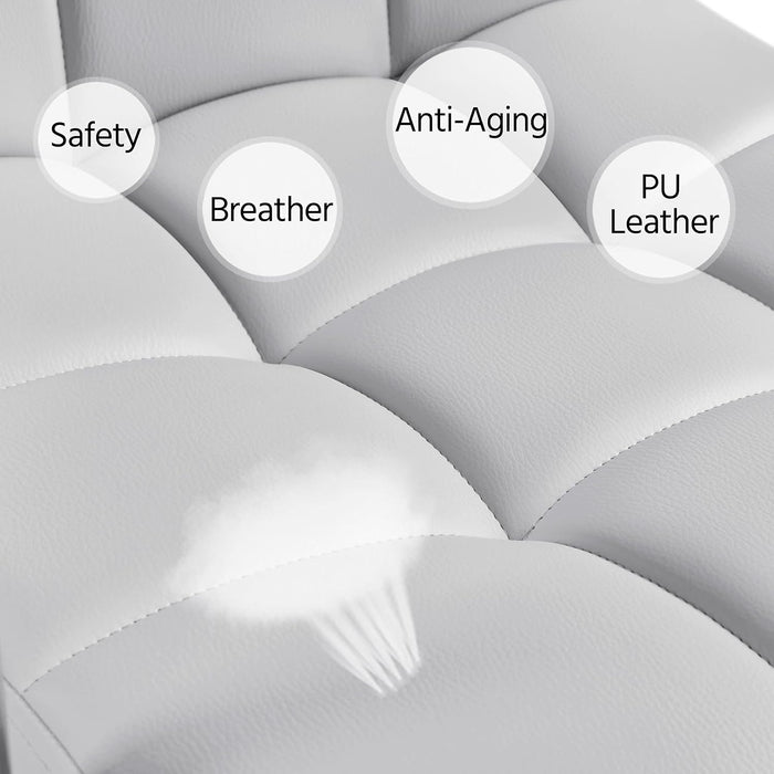 Modern Bar Stools Set of 2 Swivel Kitchen Stool Height Adjustable Square Counter Stool with Back&Armrest PU Leather Stool, Light Grey