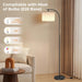 Floor Lamp with Linen Shade, Arc Dimmable Tall Standing Lamp with Remote Control, Modern Floor Reading Light for Living Room Bedroom Office Corner, 9W LED Bulb Included
