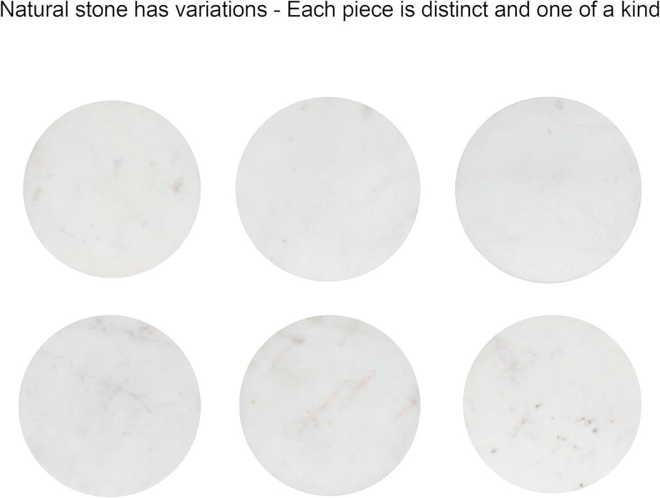 Tira Elegant round Drink Table, 10 X 22, White Marble and Gold, Modern Glam Circle Martini Table for Use as a Small Bedroom Nightstand or Living Room Plant Stand Option