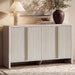 59" Fluted Sideboard Buffet Cabinet with Storage, White Alder | Modern Credenza Console with 4 Doors & Adjustable Shelves, Wood Coffee Bar for Kitchen, Living Room, Entryway